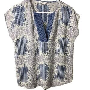 Cabi Women’ BOHO Sheer Chiffon Stitch Placket Purple‎ Sleeveless Blouse SzXS